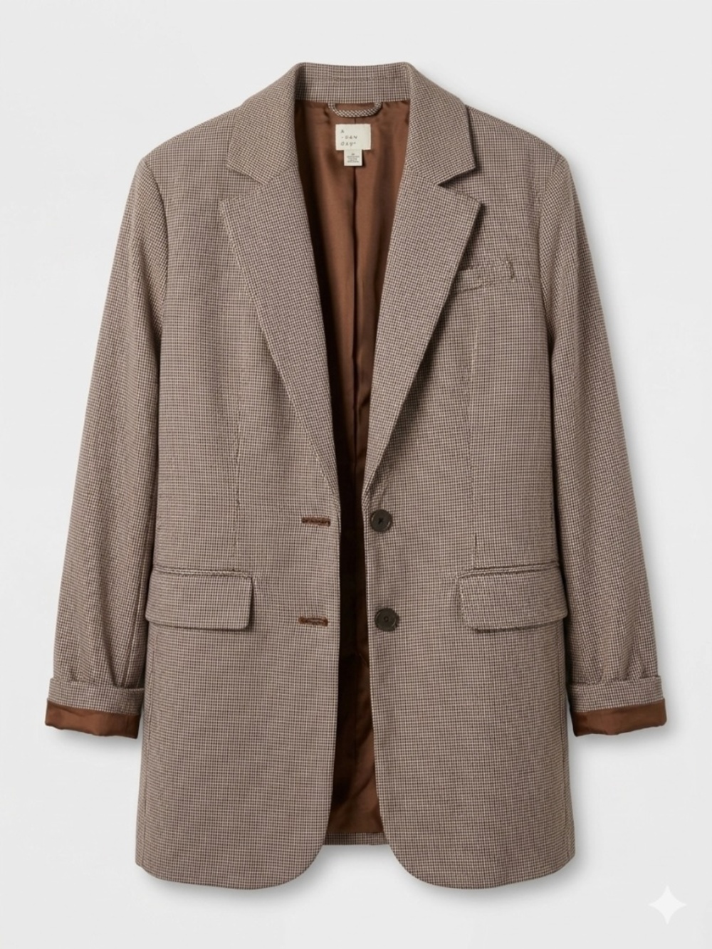 a new day oversized Brown and Cream Houndstooth Jacket size xs Autumn vibes